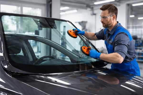 Wymiana szyby przedniej w samochodzie w warsztacie we Wrocławiu