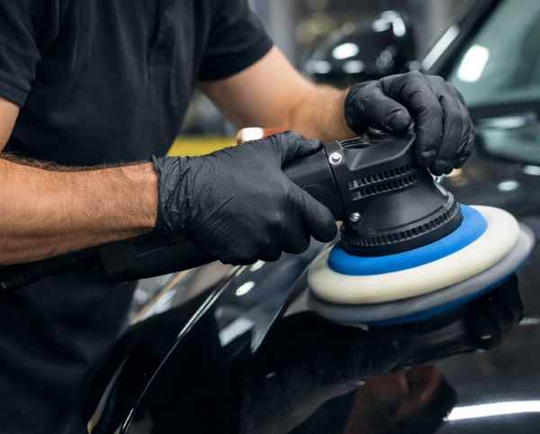 процесс полировки автомобиля машинкой удаление царапин