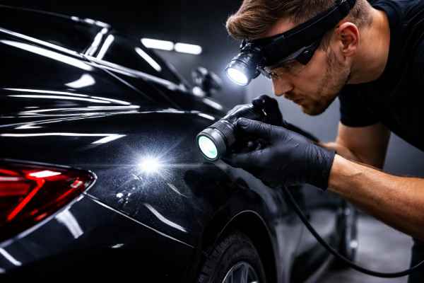 процесс коррекции лакокрасочного покрытия полировкой кузова