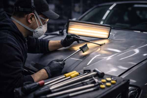 до и после удаления вмятины без покраски результат PDR